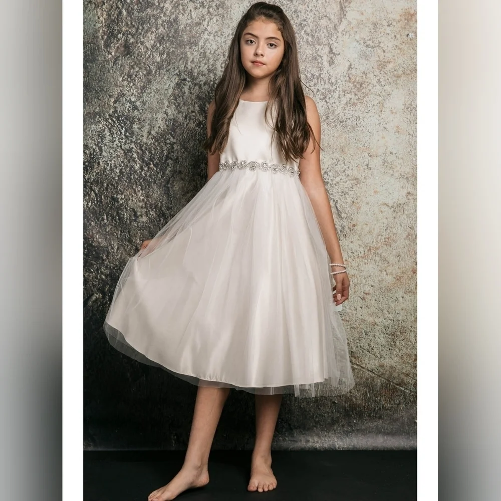 Petite Adele Little Girls Champagne Rhinestone. Size 11-12